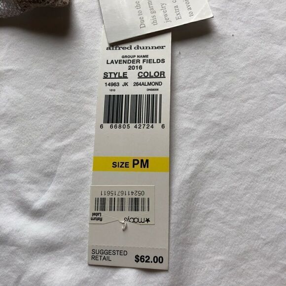 Alfred Dunner Petite blouse short sleeve gold/white PM New with tag - Picture 7 of 7